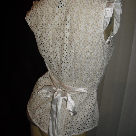 INC,Int'l Concepts,white eyelet,embroidered,satin trim,belt,Brand New,UNIQUE - Picture 3 of 6
